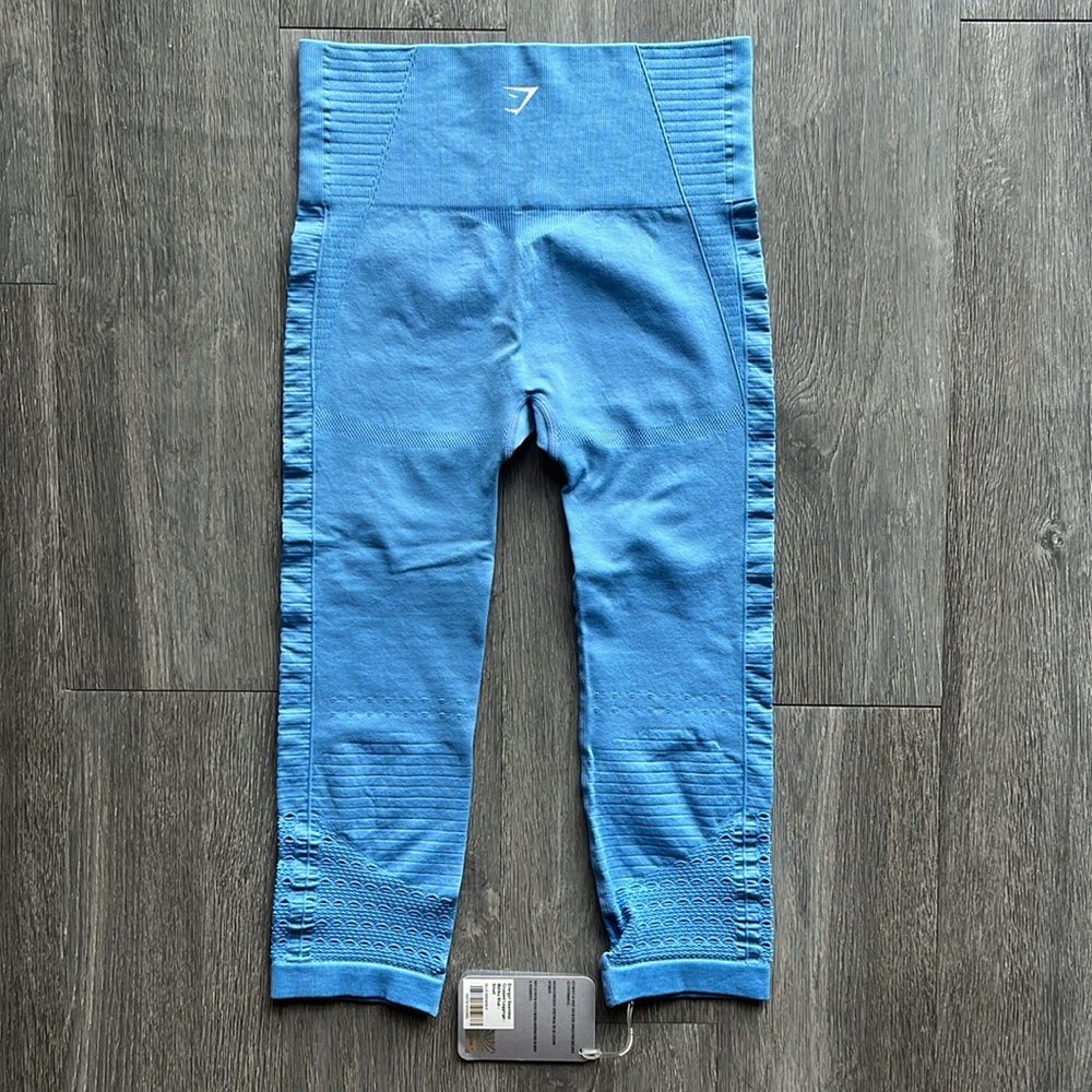 Gymshark Energy+ Seamless Cropped Leggings ✧ Malibu Blue ✧ Size S - Picture 2 of 5